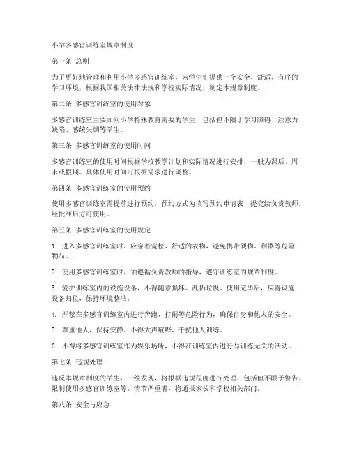 小学多感官训练室规章制度