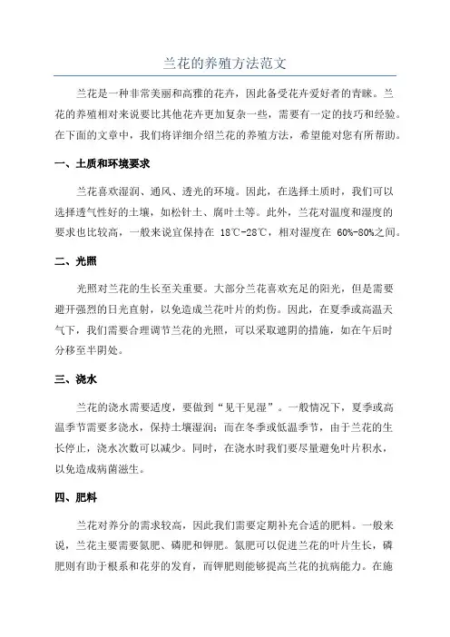 兰花的养殖方法范文