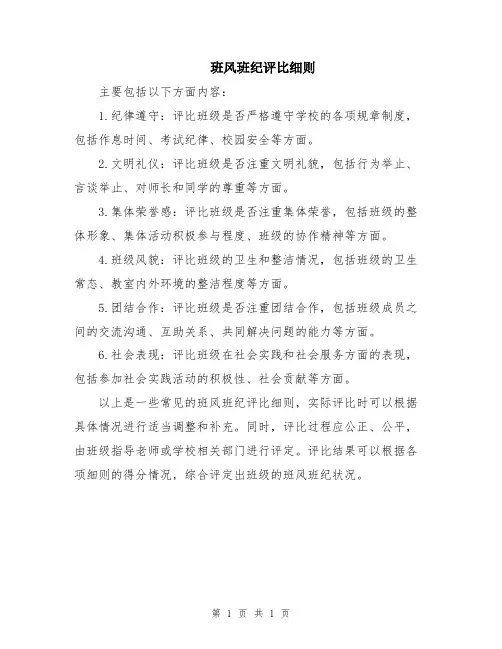 班风班纪评比细则