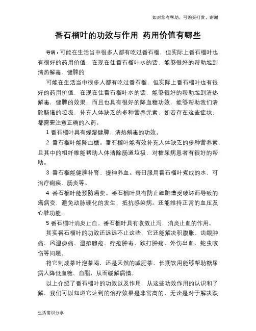 番石榴叶的功效与作用 药用价值有哪些