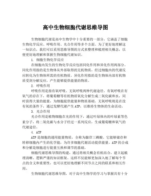高中生物细胞代谢思维导图