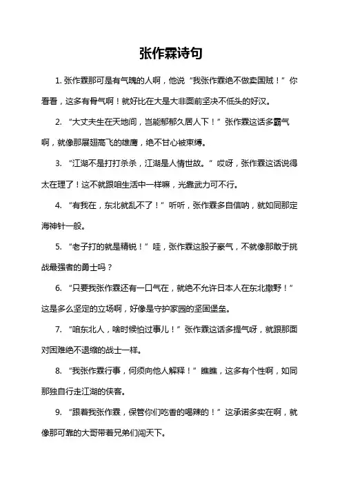 张作霖诗句