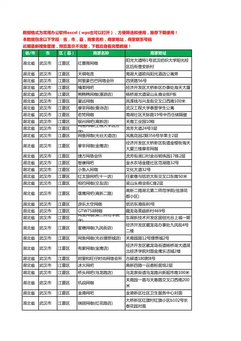 2020新版湖北省武汉市江夏区网吧工商企业公司商家名录名单黄页联系电话号码地址大全212家