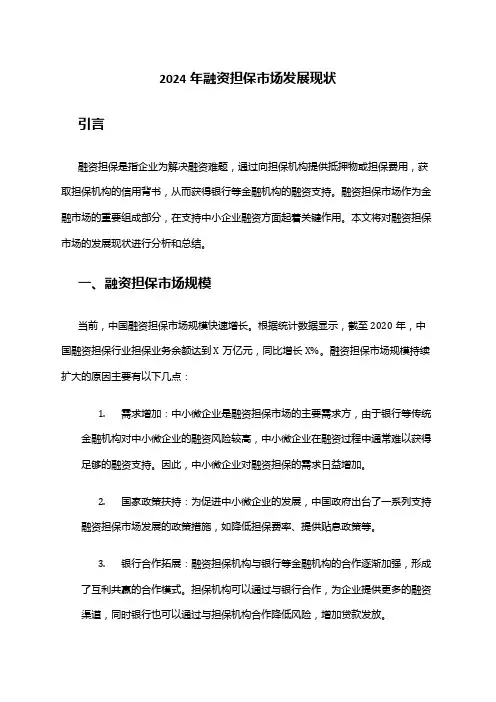 2024年融资担保市场发展现状