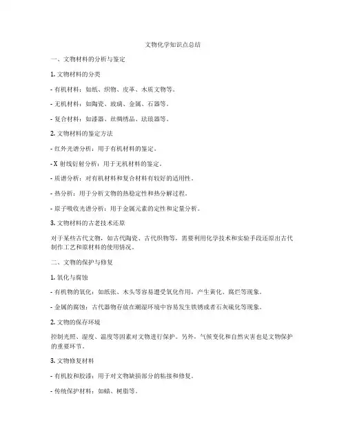 文物化学知识点总结