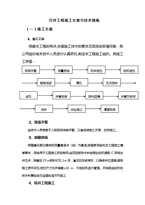 打井工程施工方案与技术措施【范本模板】