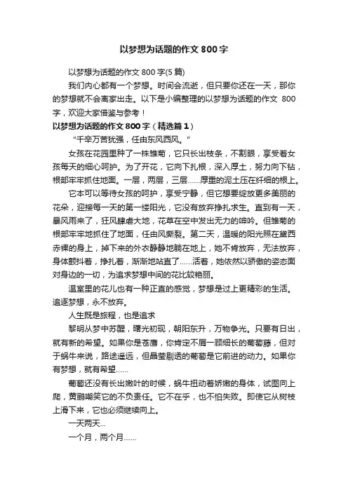 以梦想为话题的作文800字（5篇）