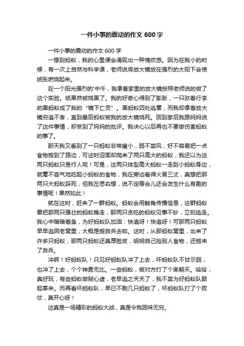 一件小事的震动的作文600字