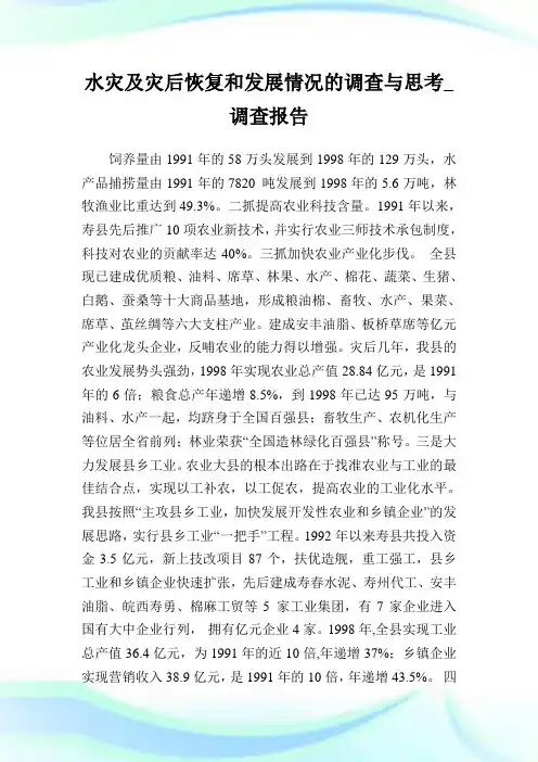 水灾及灾后恢复和发展情况的调查与思考_调查报告_11.doc