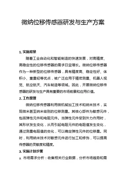 微纳位移传感器研发与生产方案(二)