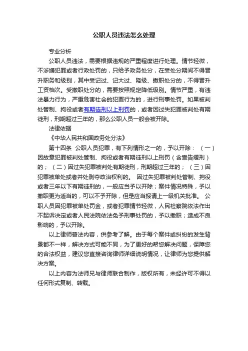 公职人员违法怎么处理