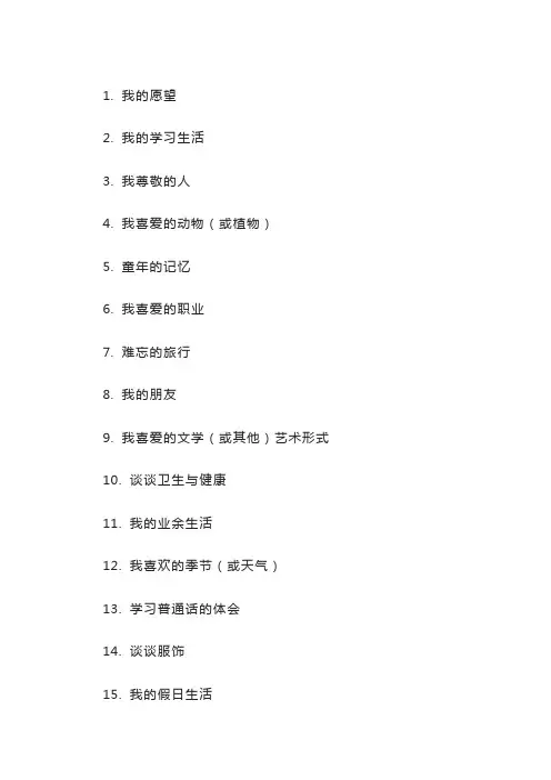 普通话水平测试30个命题说话题目