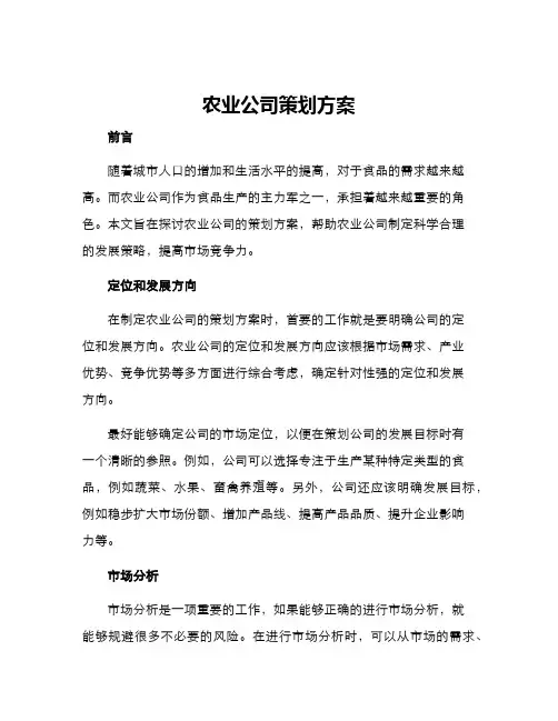 农业公司策划方案