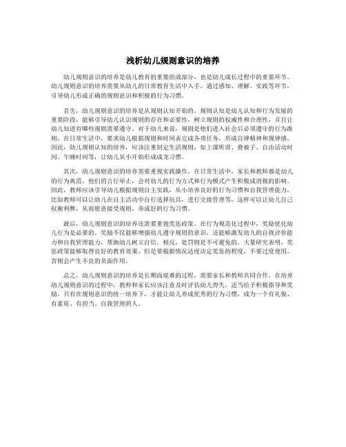 浅析幼儿规则意识的培养