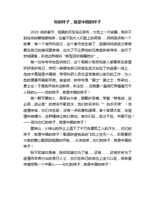 你的样子，就是中国的样子