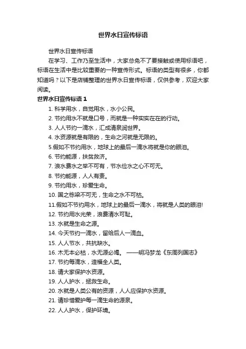 世界水日宣传标语