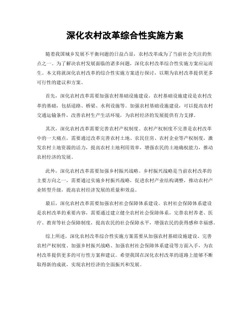 深化农村改革综合性实施方案