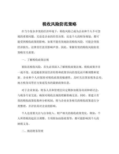 税收风险防范策略