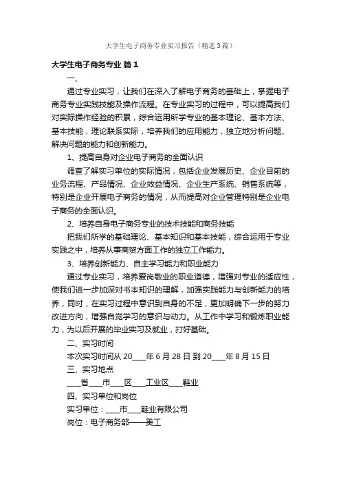 大学生电子商务专业实习报告（精选3篇）