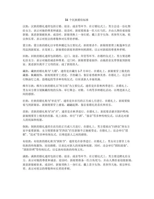 56个民族婚俗标准