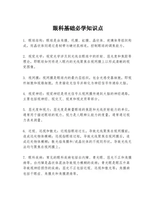 眼科基础必学知识点