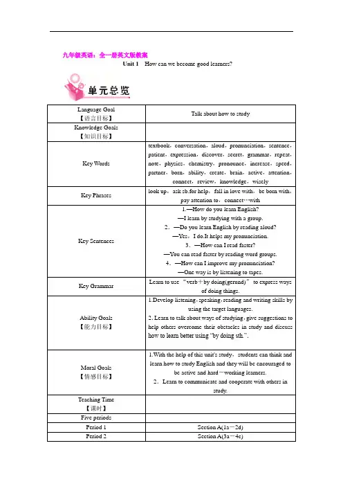 【人教版新目标】2019年秋季九年级英语：全一册英文版教案(179页,Word版)