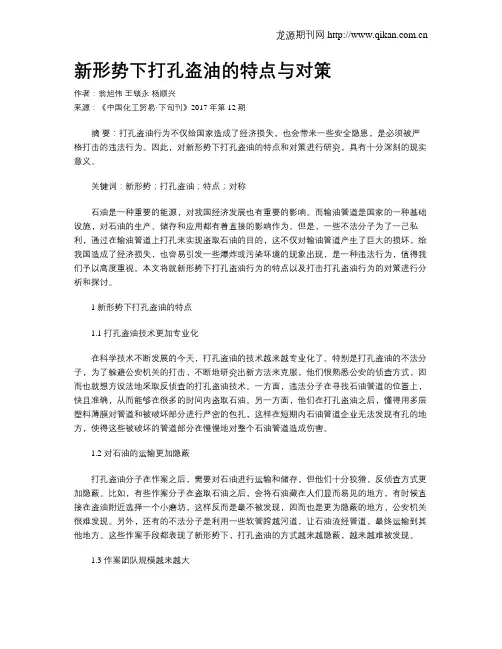 新形势下打孔盗油的特点与对策