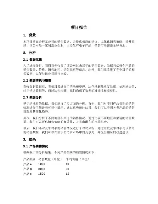 项目报告封面模板