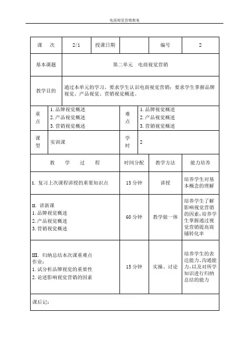 电商视觉营销 教案 第2单元