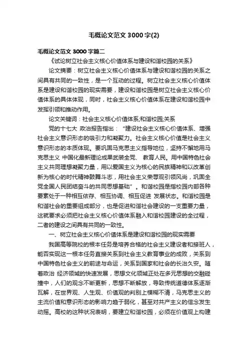 毛概论文范文3000字（2）