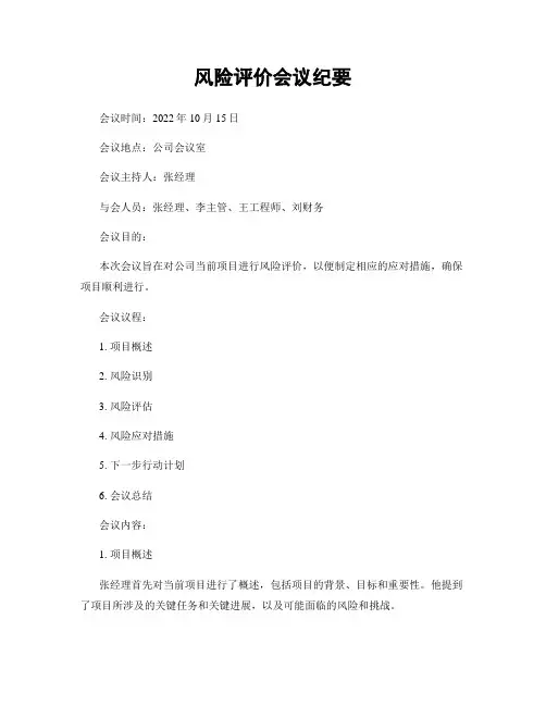 风险评价会议纪要