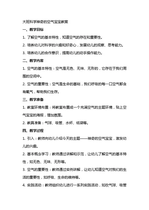 大班科学神奇的空气宝宝教案