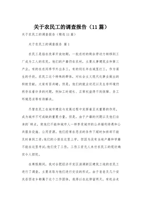 关于农民工的调查报告(11篇)
