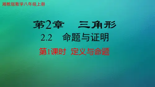 湘教版数学八年级上册  2.2  命题与证明