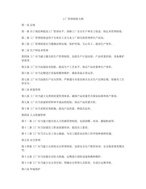 工厂管理制度大纲