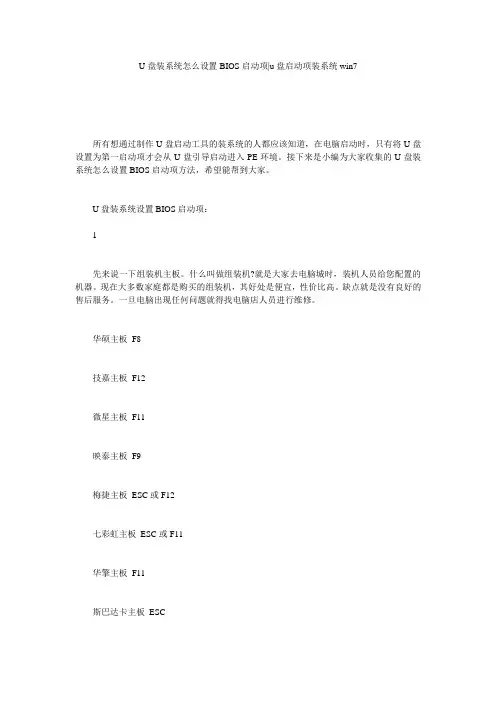 U盘装系统怎么设置BIOS启动项-u盘启动项装系统win7