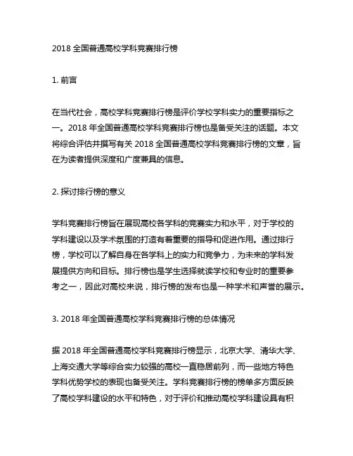 2018全国普通高校学科竞赛排行榜