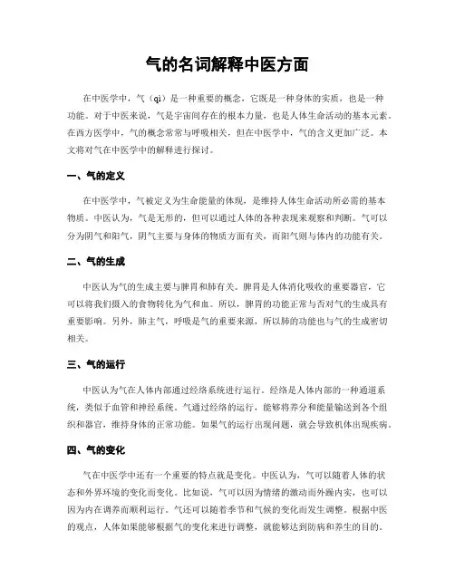 气的名词解释中医方面