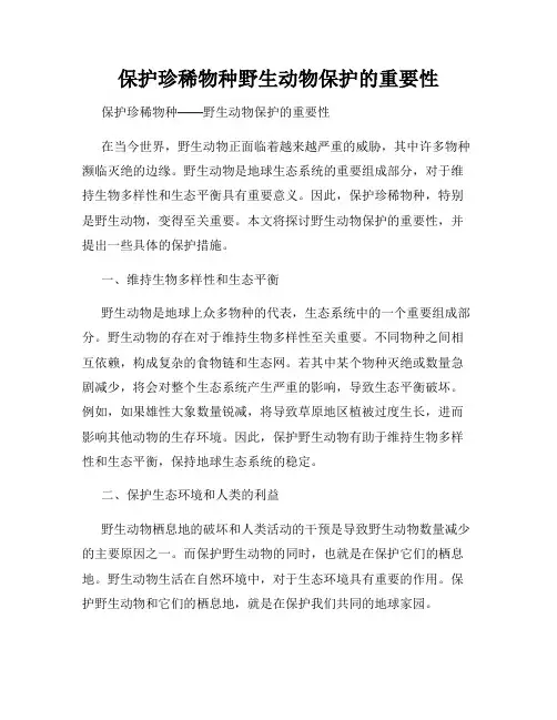 保护珍稀物种野生动物保护的重要性