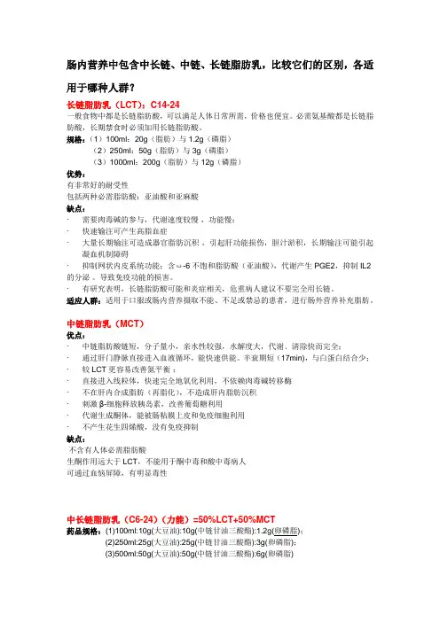 脂肪乳的比较
