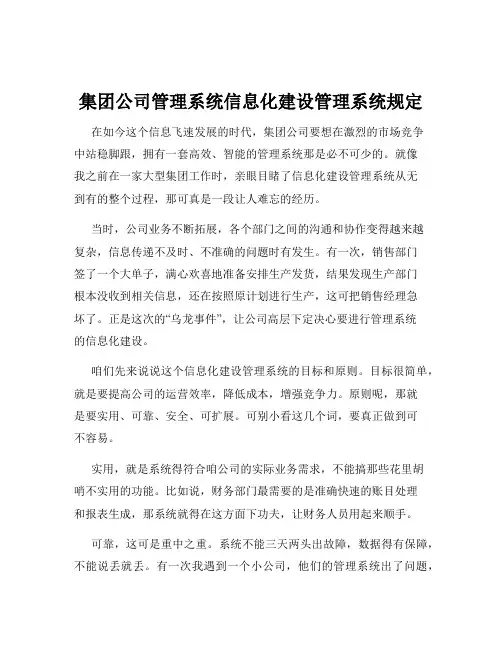 集团公司管理系统信息化建设管理系统规定