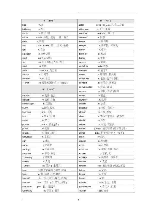 初中英语2000核心词汇（自然拼读法分类）