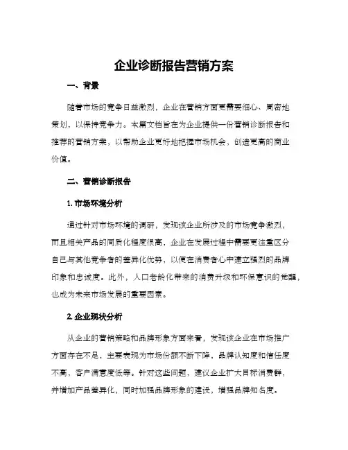企业诊断报告营销方案