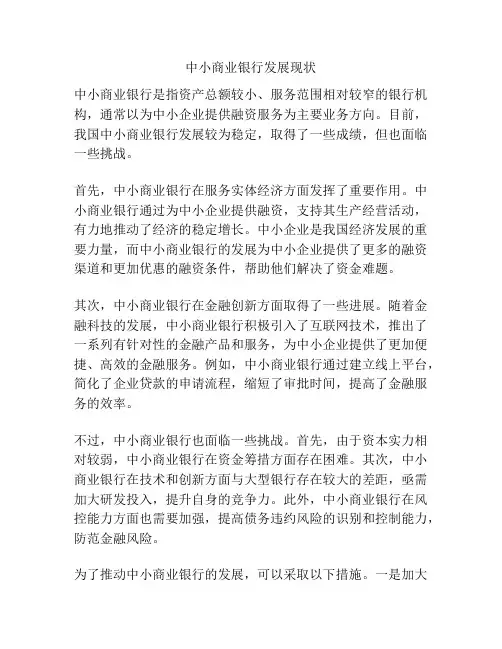 中小商业银行发展现状