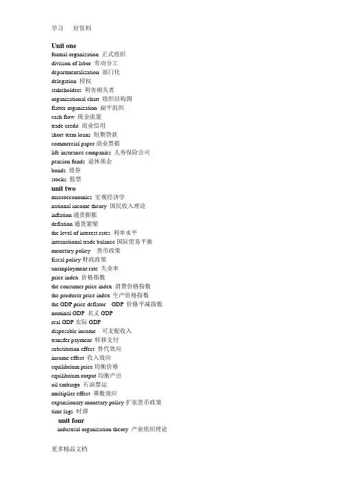 工商管理专业英语专业词汇汇总汇编