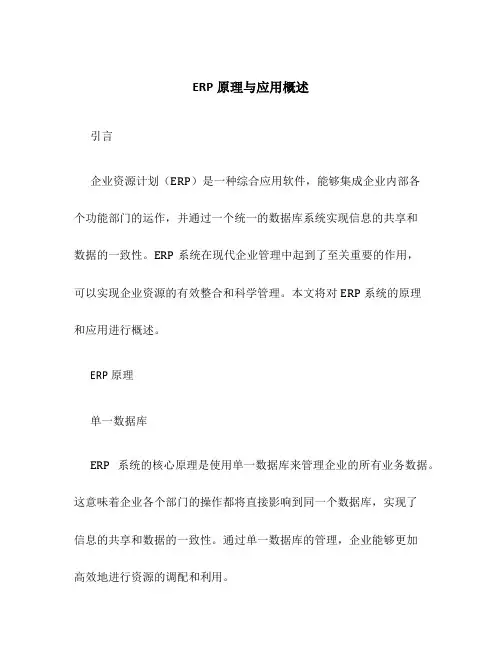 ERP原理与应用概述