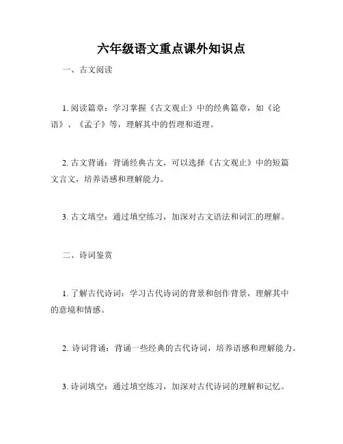 六年级语文重点课外知识点