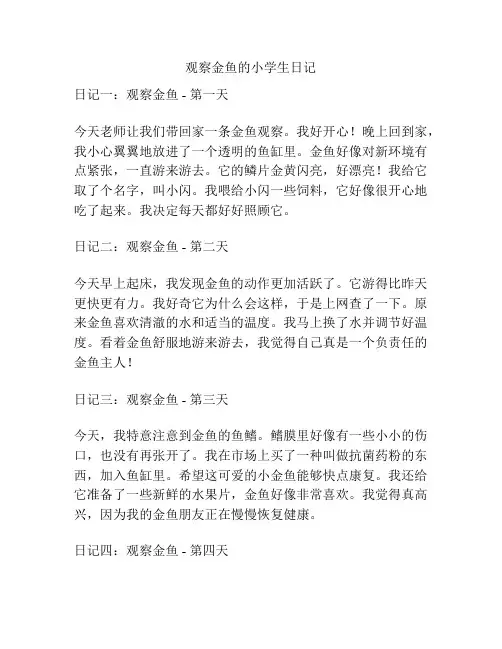 观察金鱼的小学生日记