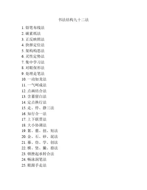 书法结构九十二法