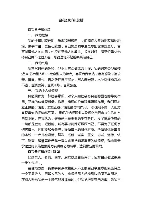 自我分析和总结